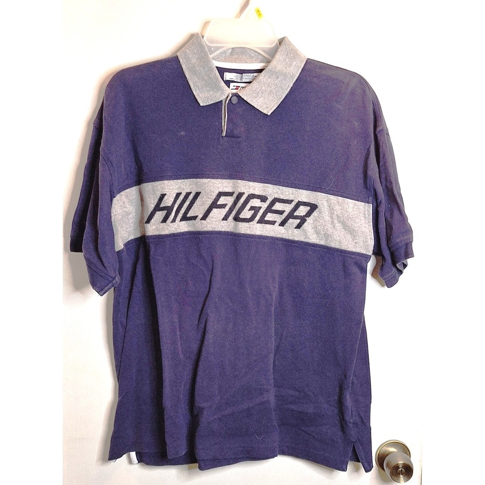 Tommy Hilfiger Men's Medium Polo Style Blue Short sleeve Shirt‎ Hilfiger